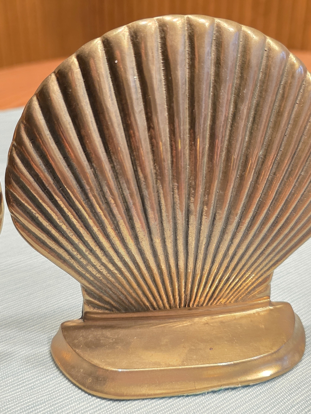 MCM Solid Brass Seashell Bookends Set